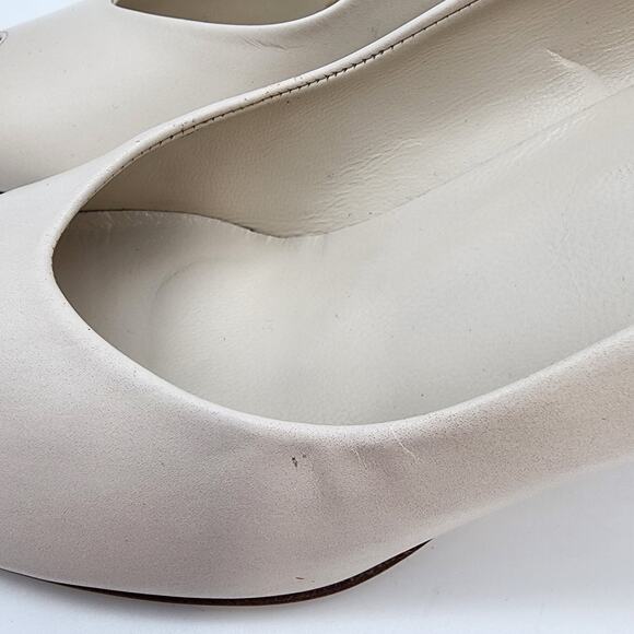 Rangoni Peep Toe Leather Pumps Size 6.5B Cream Slip On Casual Neutral Designer - Picture 4 of 11